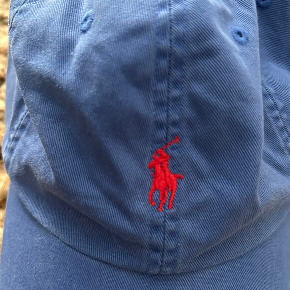 Polo Ralph Lauren Classic Cotton Dad Hat – Blue/Red – Leather Strap – Unisex - Picture 2 of 7